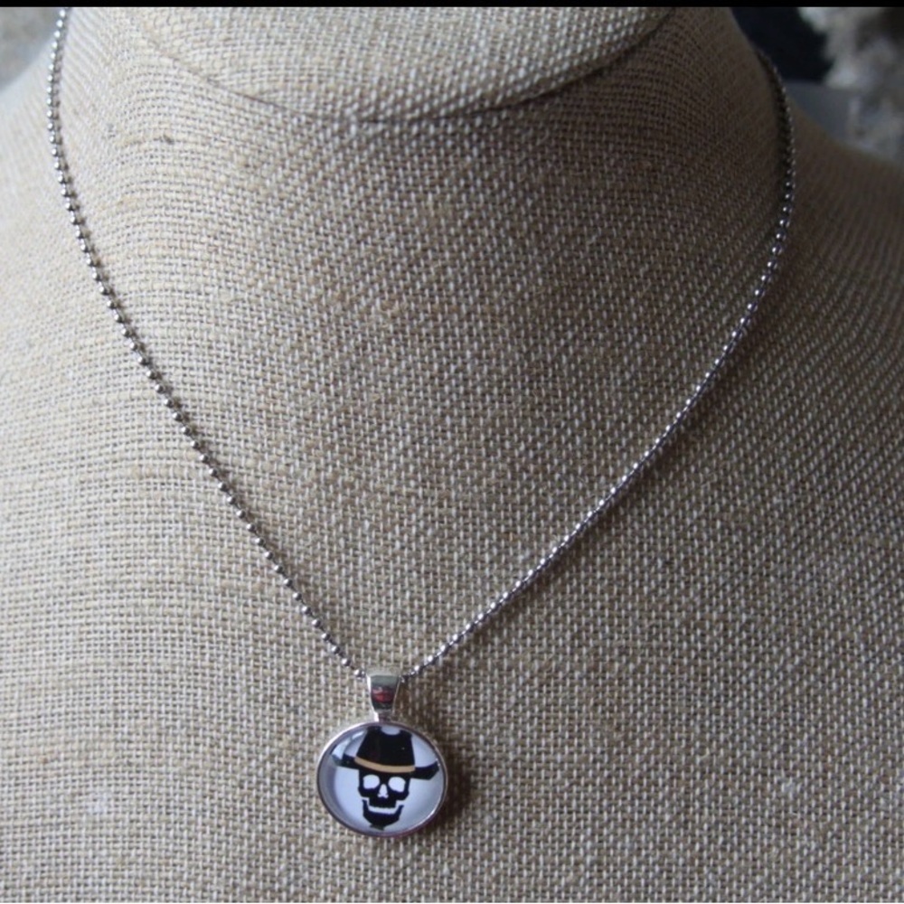 Plunder Design Hank Cowboy Skull Pendant Silver Ball Chain Necklace NIB